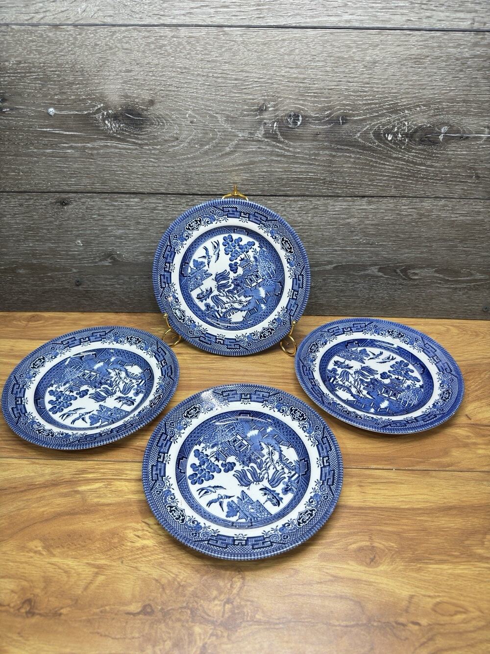Churchill England Blue Willow 8" Salad Plates ~ Set Of 4